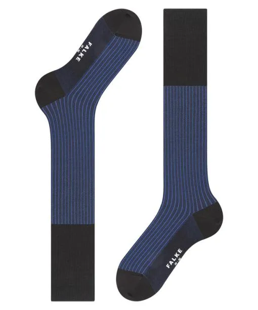 Men Oxford Stripe Men Kneehigh Socks Black FALKE Knee High Socks