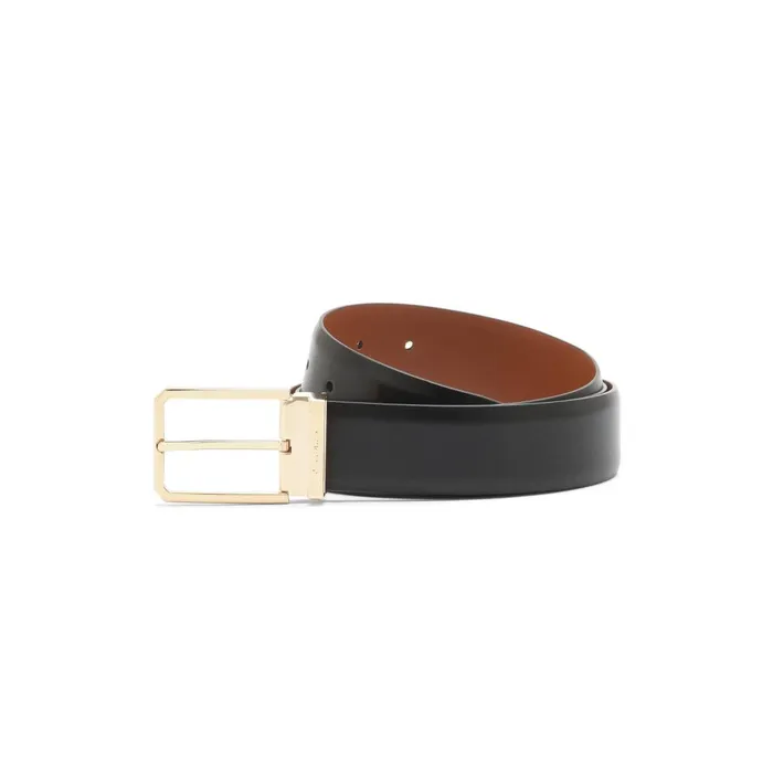 Men Polished Brown Leather Adjustable Belt Santoni Belts
