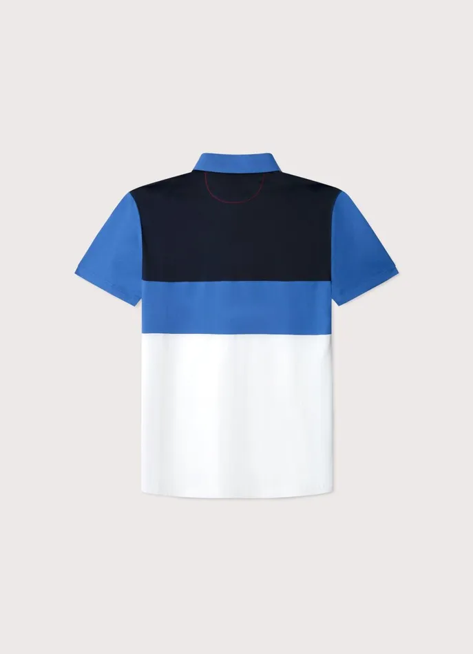 Men Polo Shirts Faonnable Regular Fit Colour Block Polo Blue