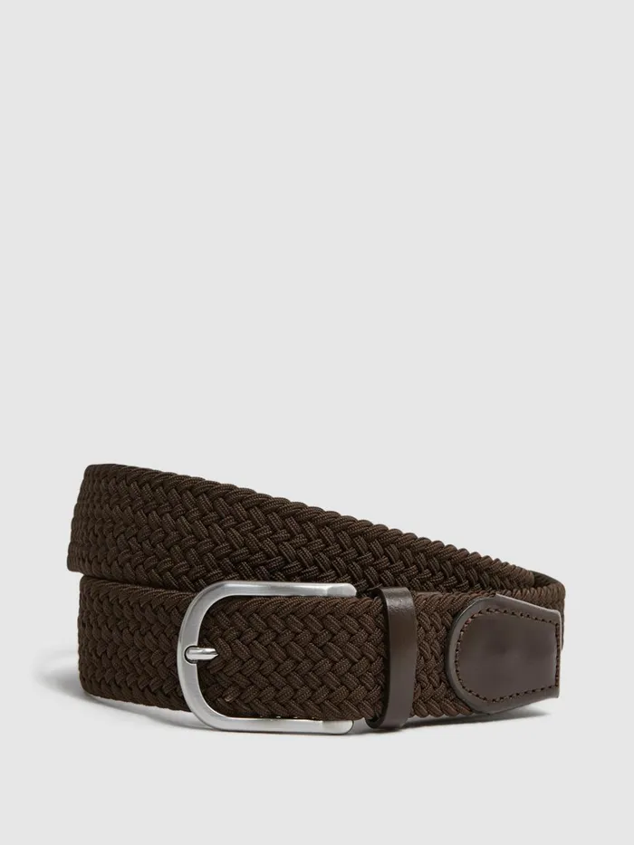 Men Reiss Belts Elmont Woven Belt Dark Brown