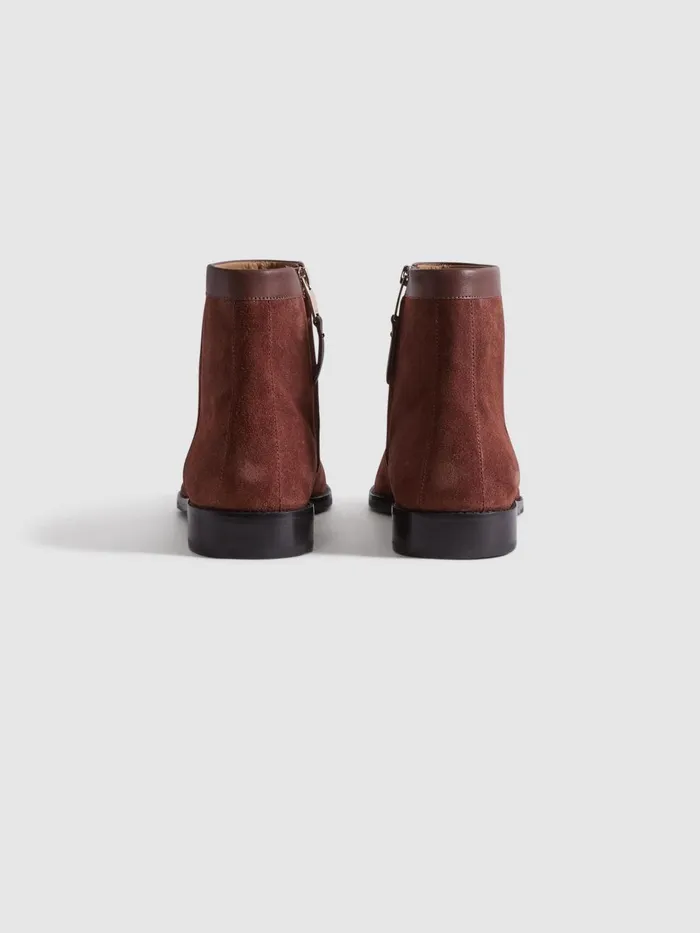 Men Reiss Boots Clay Suede ZipThrough Boots Rust