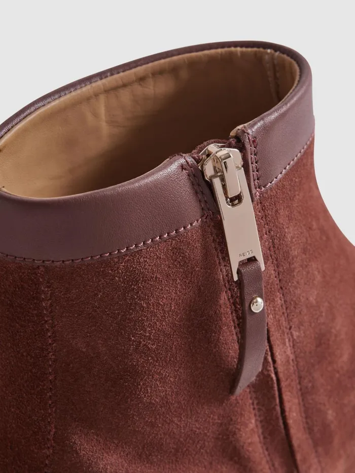 Men Reiss Boots Clay Suede ZipThrough Boots Rust