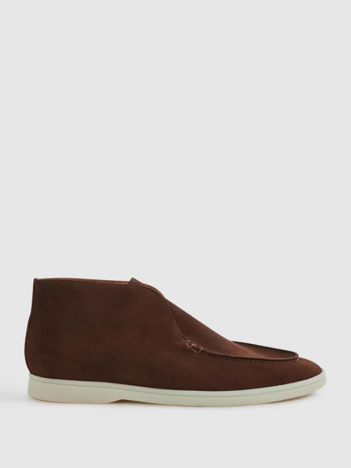 Men Reiss Boots Kason Mid Suede SlipOn Boots Brown