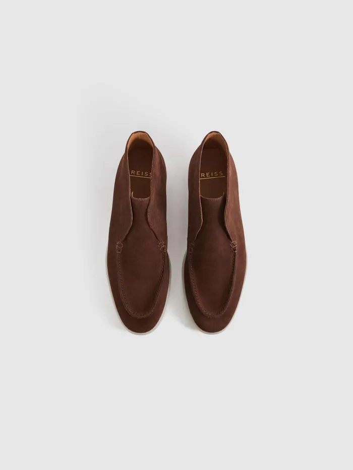 Men Reiss Boots Kason Mid Suede SlipOn Boots Brown