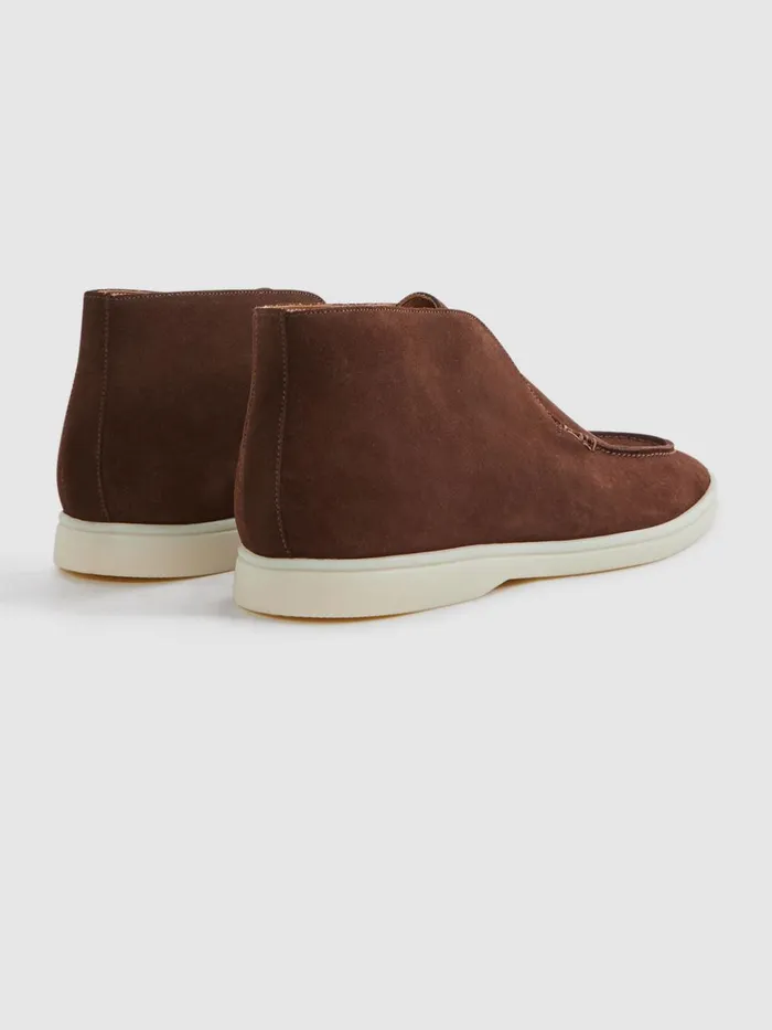 Men Reiss Boots Kason Mid Suede SlipOn Boots Brown