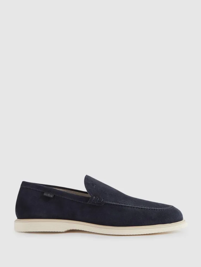Men Reiss Brands Suede SlipOns Loafers Blue