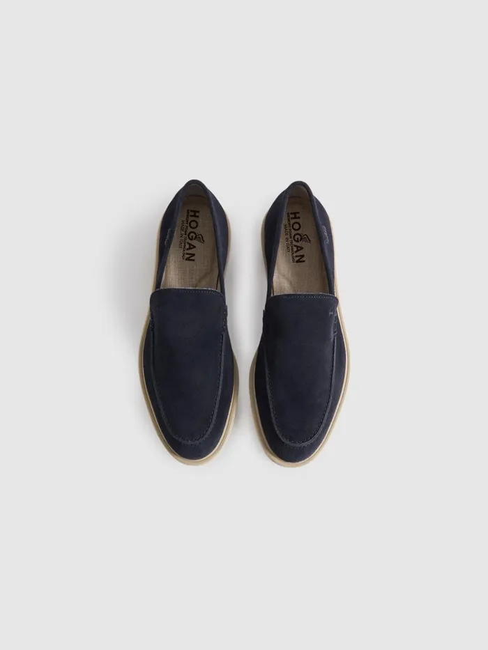 Men Reiss Brands Suede SlipOns Loafers Blue