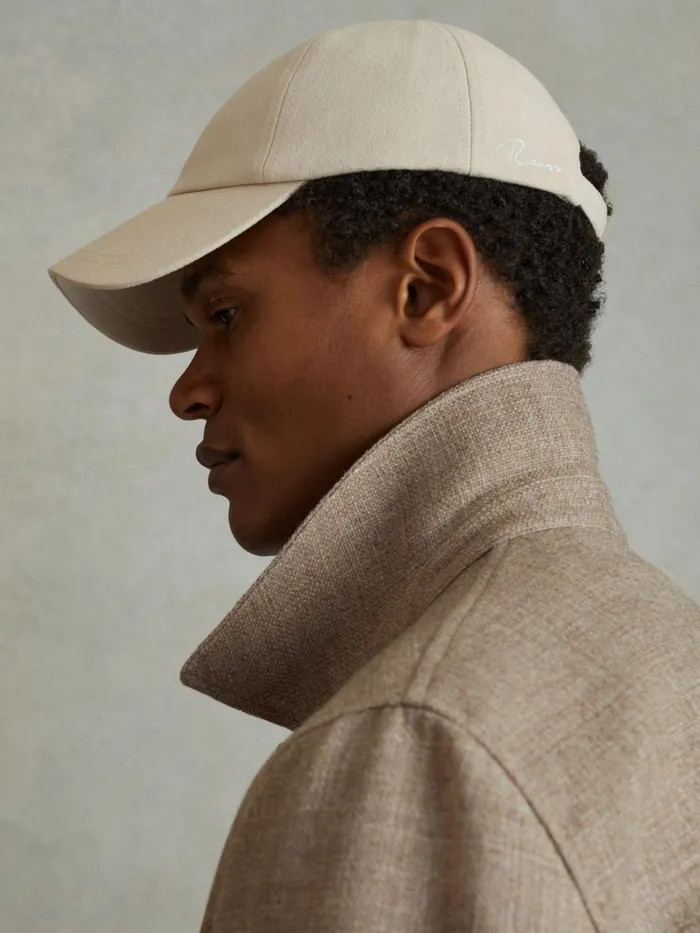 Men Reiss Hats Gloves and Scarves Felix Cotton Embroidered Baseball Cap Stone