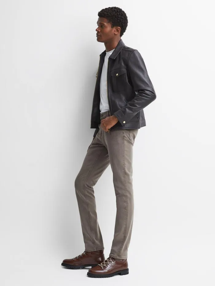 Men Reiss Jeans High Slim Fit Stretch Jeans Sanded Walnut