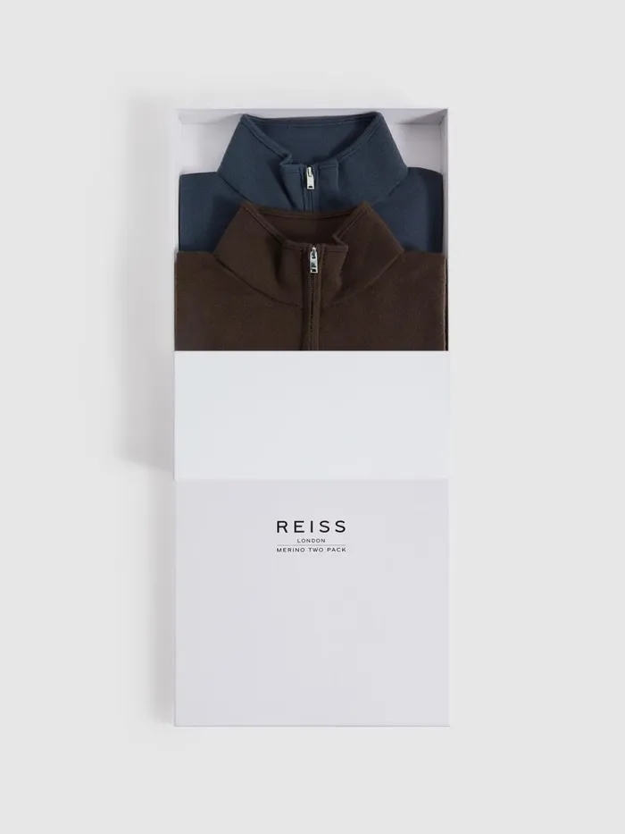 Men Reiss Knitwear Blackhall 2 Pack Two Pack Of Merino Wool ZipNeck Jumpers Bitter Chocolateanthracite Men Reiss Knitwear Blackhall 2 Pack Two Pack Of Merino Wool ZipNeck Jumpers Bitter Chocolateanthracite