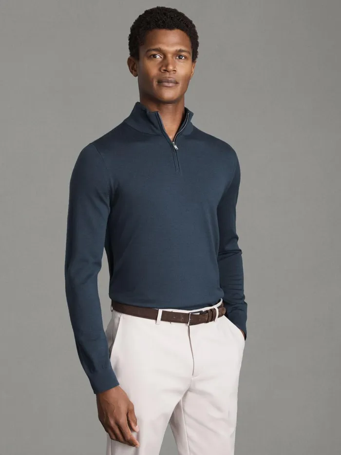 Men Reiss Knitwear Blackhall 2 Pack Two Pack Of Merino Wool ZipNeck Jumpers Bitter Chocolateanthracite