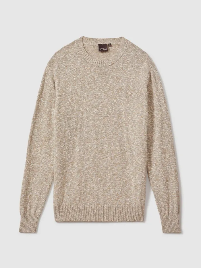 Men Reiss Knitwear Jacobson Marled Cotton Blend Jumper Beige