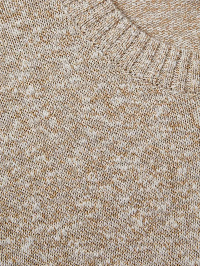 Men Reiss Knitwear Jacobson Marled Cotton Blend Jumper Beige