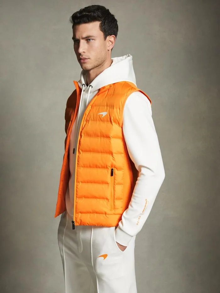 Men Reiss Outerwear and Coats F1 Hybrid Quilt And Knit Gilet Papaya