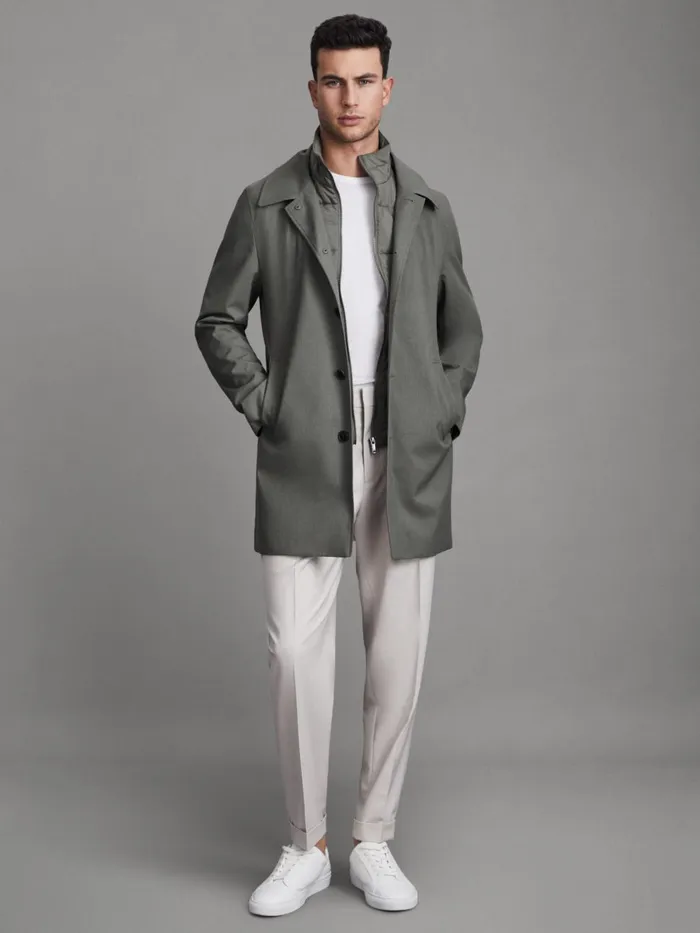 Men Reiss Outerwear and Coats Perrin Jacket With Removable FunnelNeck Insert Green Men Reiss Outerwear and Coats Perrin Jacket With Removable FunnelNeck Insert Green