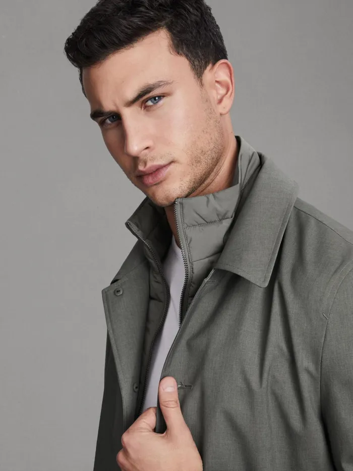 Men Reiss Outerwear and Coats Perrin Jacket With Removable FunnelNeck Insert Green
