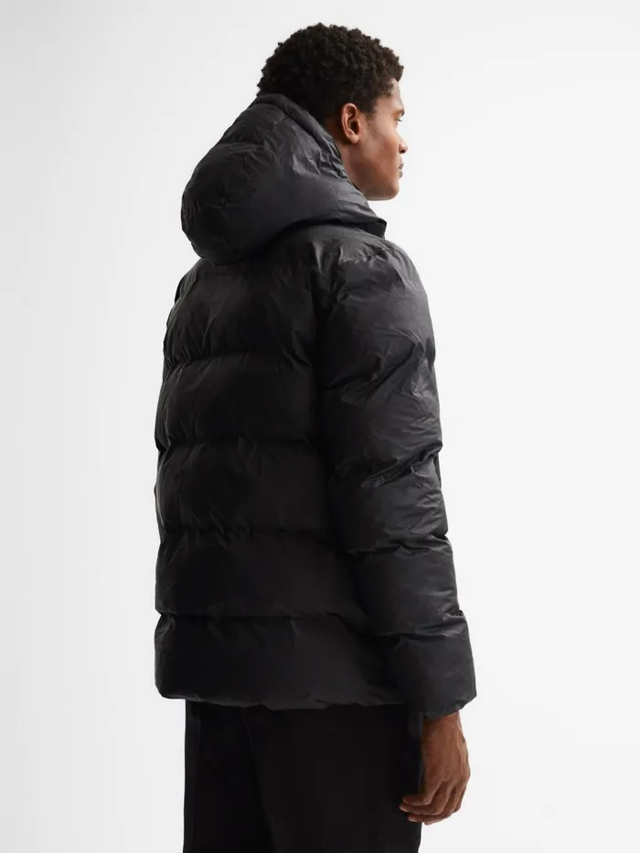 Men Reiss Outerwear and Coats Rains Hooded Puffer Jacket Black