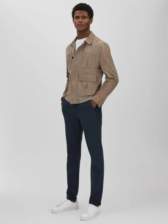 Men Reiss Pants Brushed Drawstring Trousers Vintage Deep Anchor