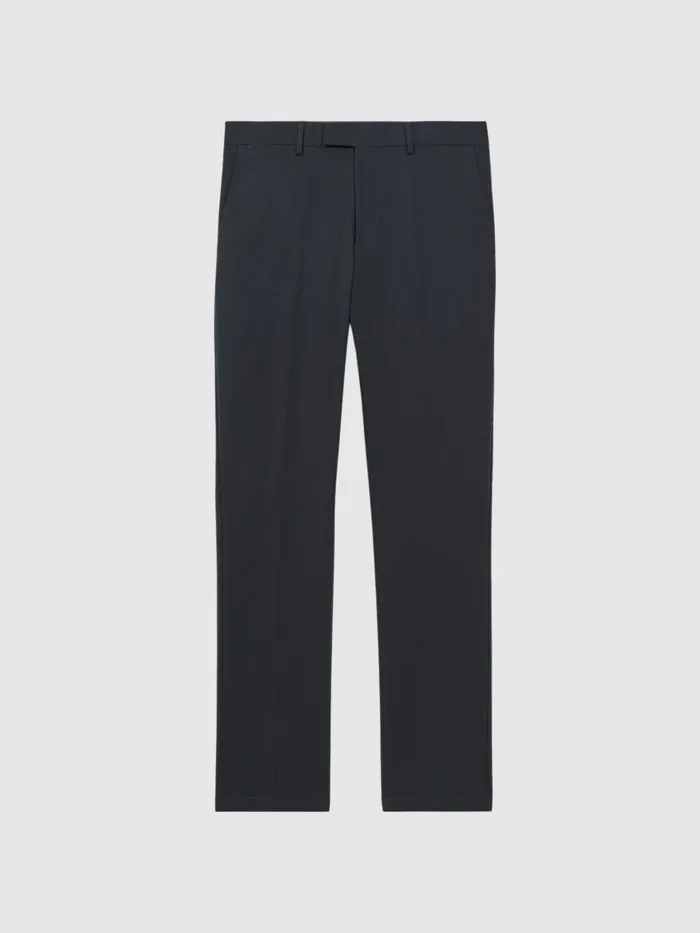 Men Reiss Pants Eastbury Slim Fit Cotton Blend Chinos Steel Blue