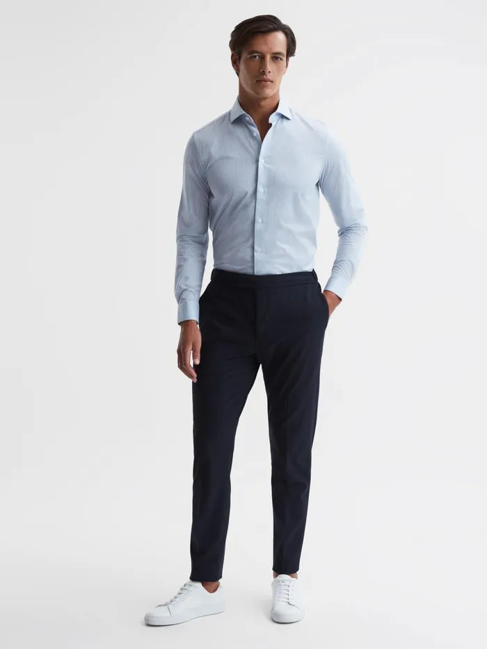 Men Reiss Pants Found Relaxed Drawstring Trousers Navy