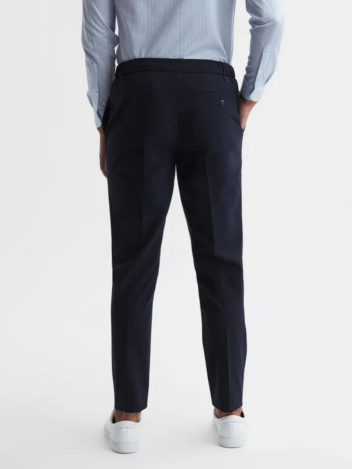 Men Reiss Pants Found Relaxed Drawstring Trousers Navy