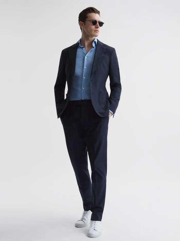 Men Reiss Pants Found Relaxed Drawstring Trousers Navy