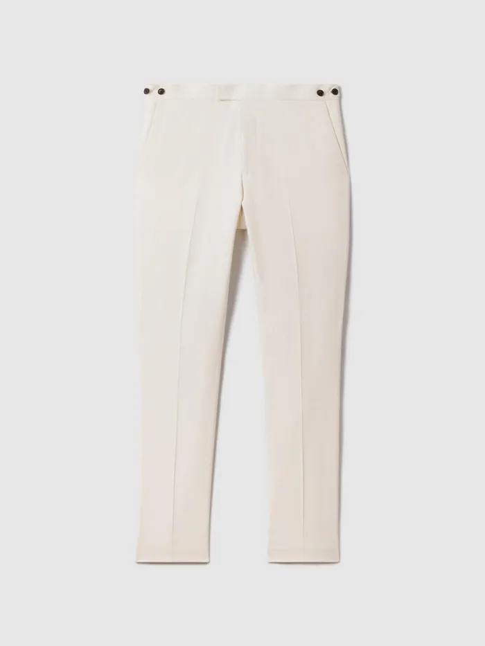 Men Reiss Pants Heat Linen Blend Adjuster Trousers Off White