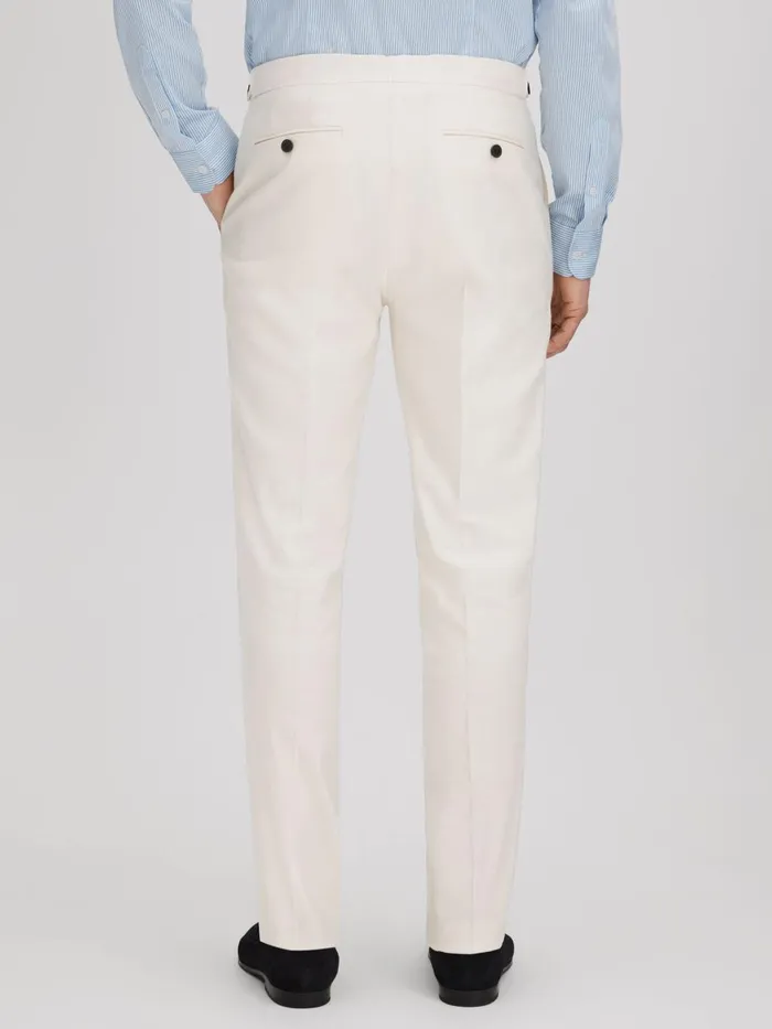 Men Reiss Pants Heat Linen Blend Adjuster Trousers Off White
