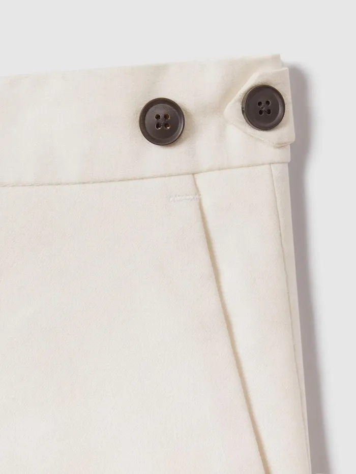 Men Reiss Pants Heat Linen Blend Adjuster Trousers Off White