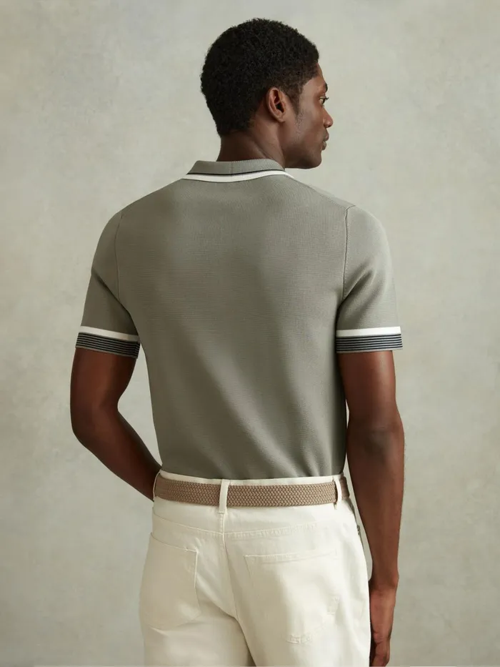 Men Reiss Polo Shirts Chelsea HalfZip Polo Shirt Sage