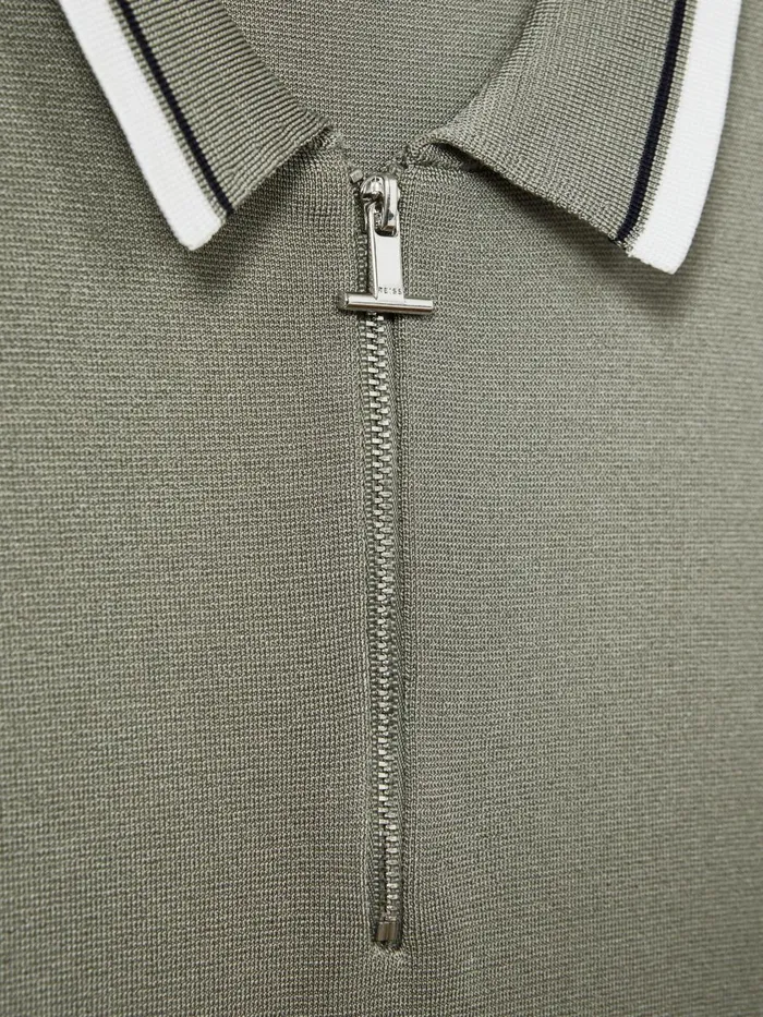 Men Reiss Polo Shirts Chelsea HalfZip Polo Shirt Sage