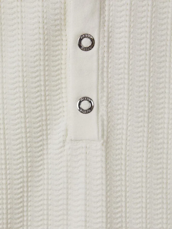 Men Reiss Polo Shirts Pascoe Textured Modal Blend Polo Shirt White