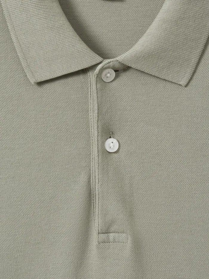 Men Reiss Polo Shirts Puro Garment Dyed Cotton Polo Shirt Dark Sage