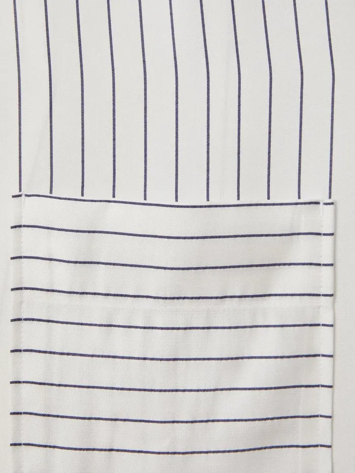 Men Reiss Shirts Anchor Boxy Fit Striped Shirt Whitenavy