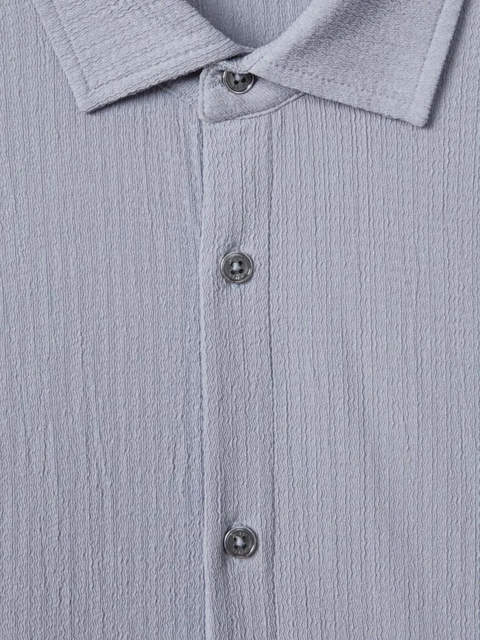 Men Reiss Shirts Corsica Textured ButtonThrough Shirt Porcelain Blue