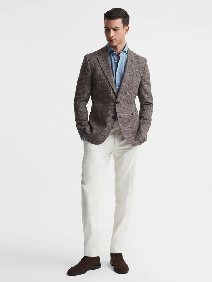 Men Reiss Shirts Draper Washed Chambray ButtonThrough Shirt Blue