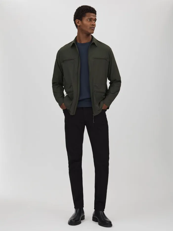 Men Reiss Shirts Utility Overshirt Green
