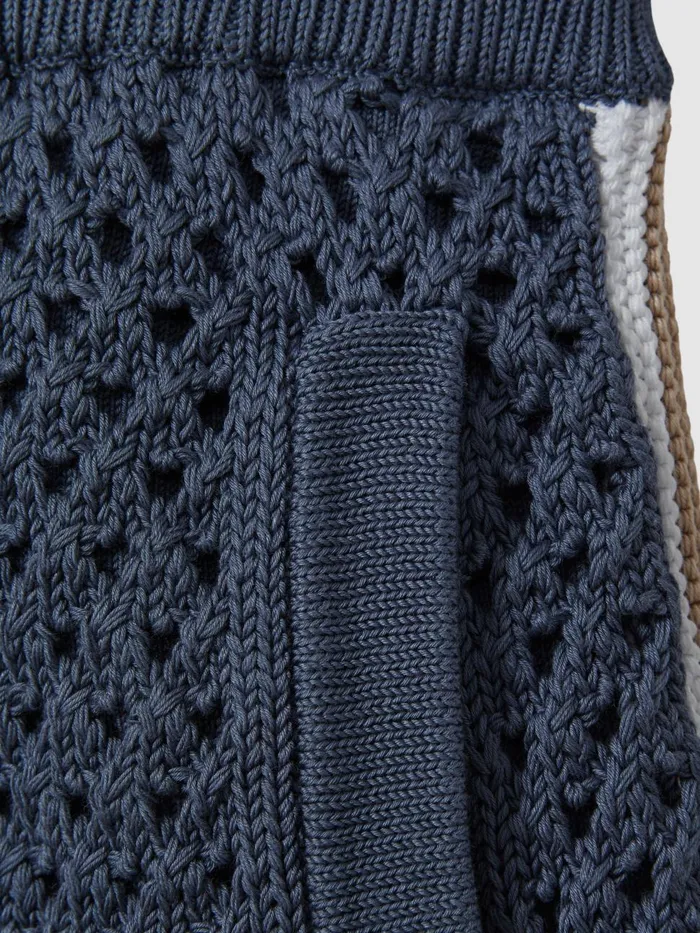 Men Reiss Shorts Creek Cotton Blend Crochet Drawstring Shorts Airforce Blue