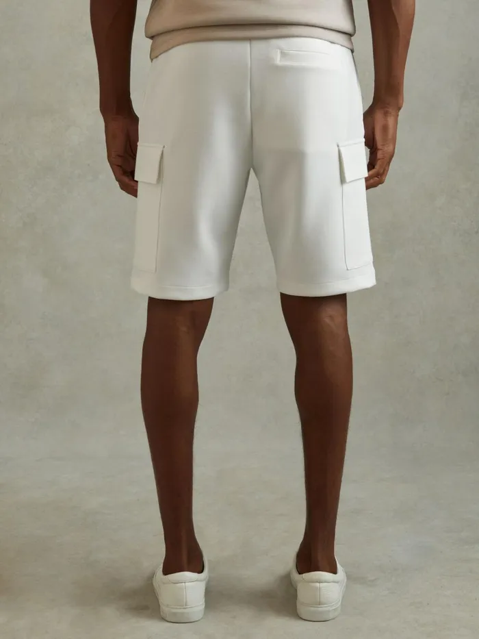 Men Reiss Shorts Oliver Interlock Jersey Drawstring Shorts White