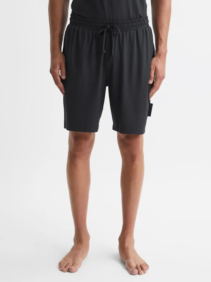 Men Reiss Shorts Walcot Jersey Drawstring Shorts Charcoal