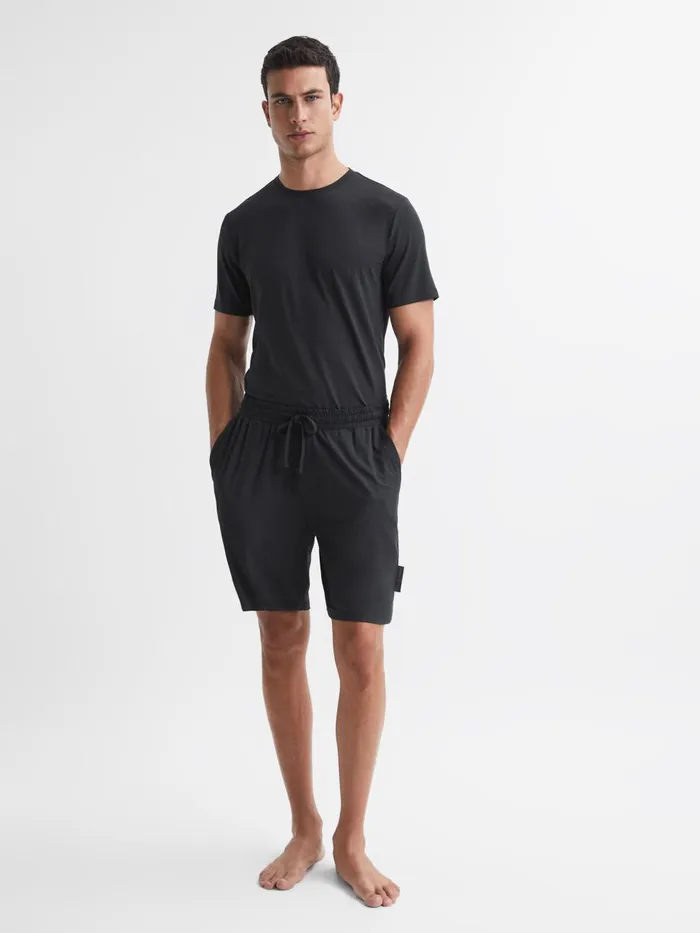 Men Reiss Shorts Walcot Jersey Drawstring Shorts Charcoal