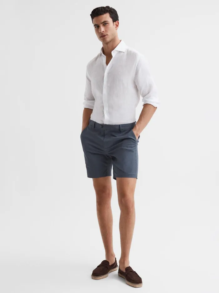 Men Reiss Shorts Wicket S Short Length Casual Chino Shorts Airforce Blue