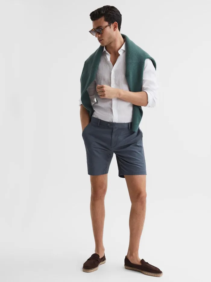 Men Reiss Shorts Wicket S Short Length Casual Chino Shorts Airforce Blue