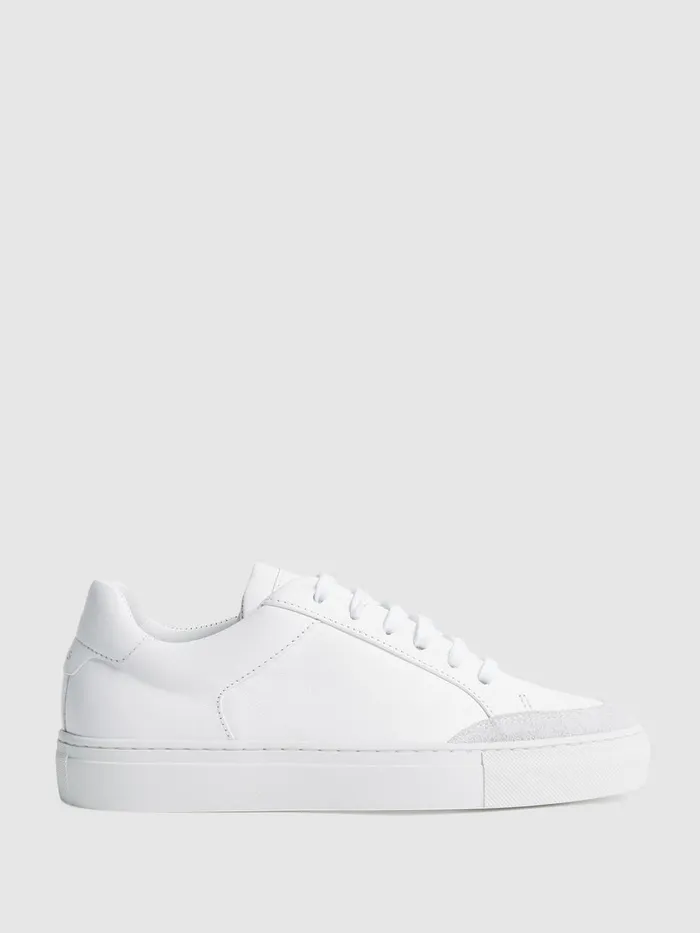 Men Reiss Sneakers Ashley Leather Low Top Trainers White
