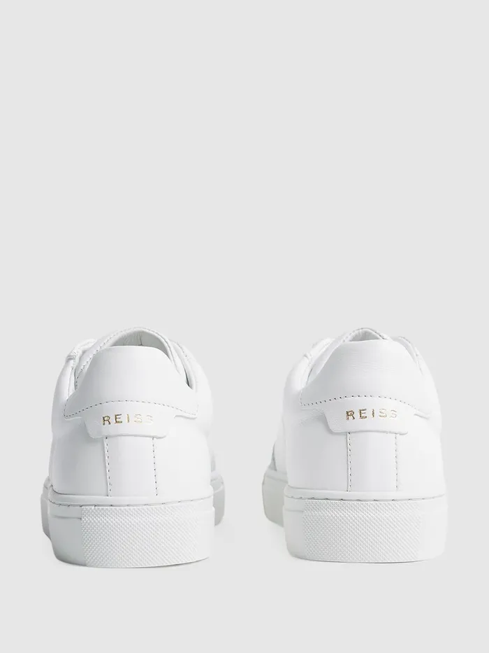Men Reiss Sneakers Ashley Leather Low Top Trainers White