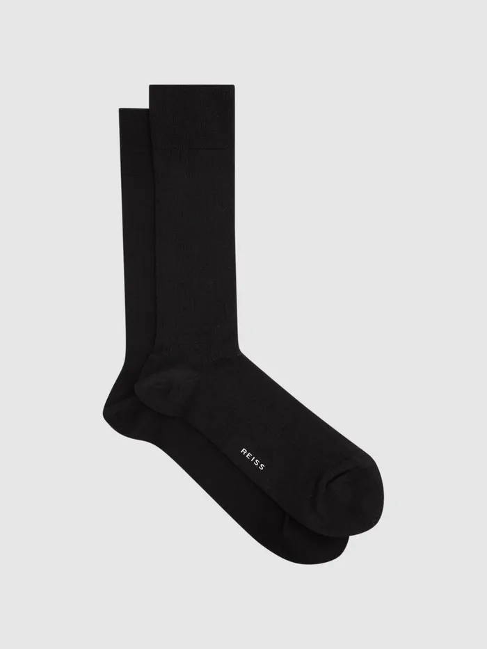Men Reiss Socks and Underwear Fela Ribbed Socks Black