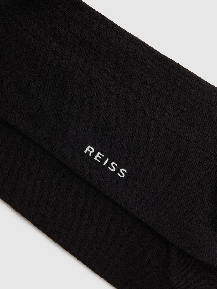 Men Reiss Socks and Underwear Fela Ribbed Socks Black
