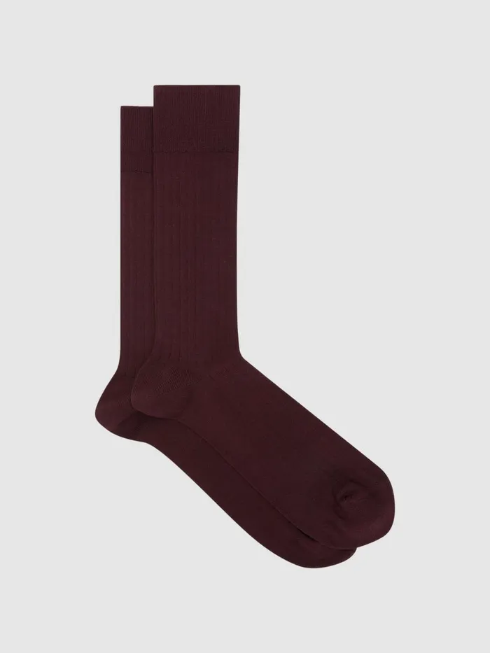 Men Reiss Socks and Underwear Fela Ribbed Socks Bordeaux