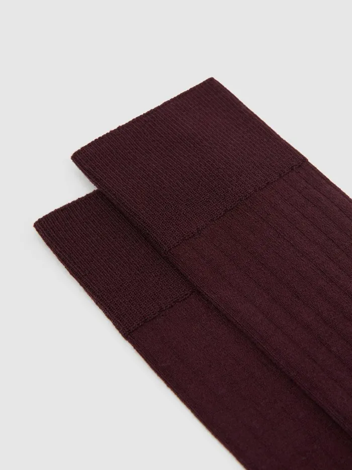 Men Reiss Socks and Underwear Fela Ribbed Socks Bordeaux
