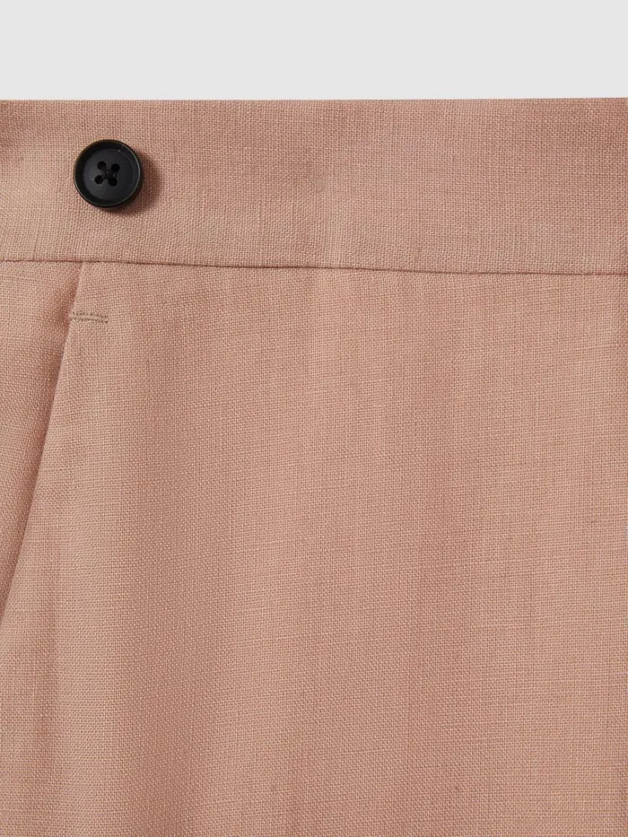 Men Reiss Suits and Tailoring Kin Slim Fit Linen Adjuster Trousers Pink